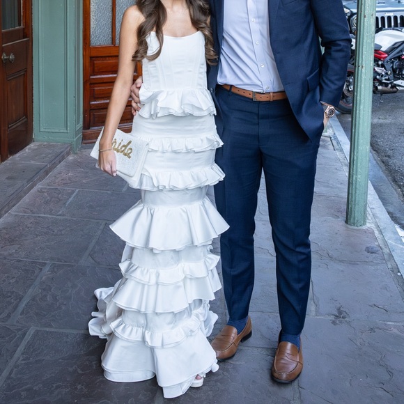 V. Chapman Milano Set 0 ruffle set removable train corset top - Picture 5 of 6